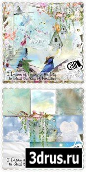 Scrap Set - I Dream of Flying in The Sky PNG and JPG Files