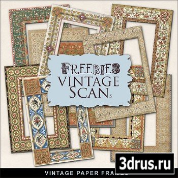 Scrap-kit - Vintage Style Paper Cluster Frames With Patterns