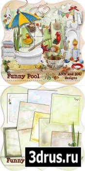 Scrap Set - Funny Pool PNG and JPG Files