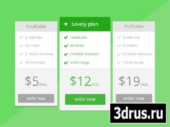 PSD Web Design - Green Flat price table
