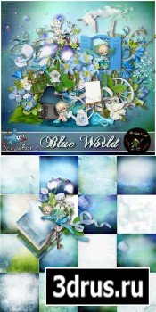 Scrap Set - Blue World PNG and JPG Files