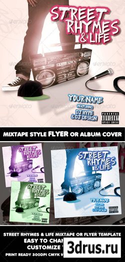 Street Rhymes & Life Mixtape CD Flyer Template