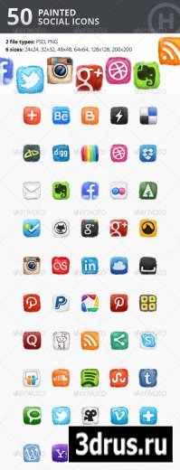 50 Painted Social Icons