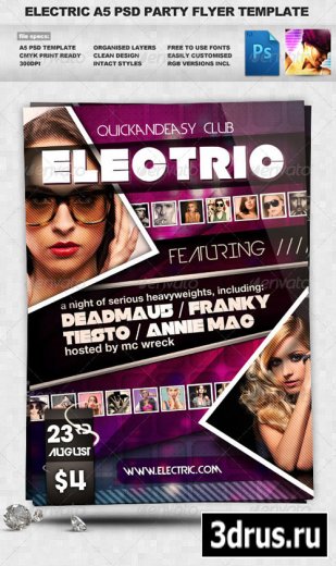 Electric Night Club Dance A5 Flyer