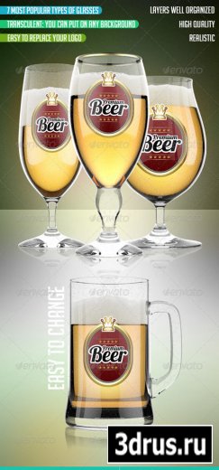 7 Beer Glasses Logo Mock-Up